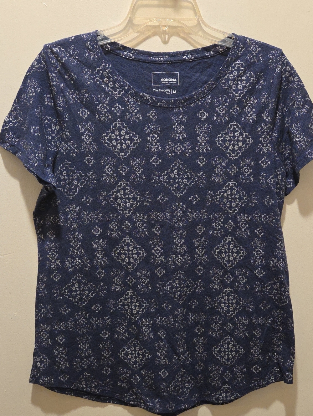 Sonoma Navy Blue Short-Sleeve Tee with White Medallion Print